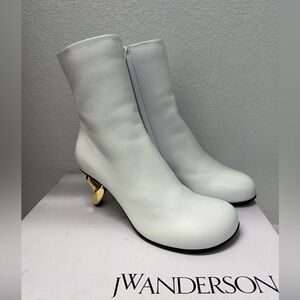 JW Anderson white leather ankle boots